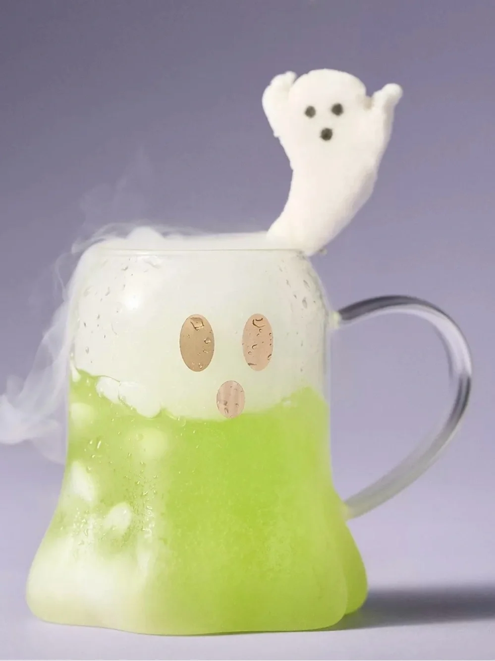Anthropologie Ghost Borosilicate Glass Mug Halloween 4.25” New